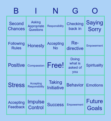 Accountability Bingo Card