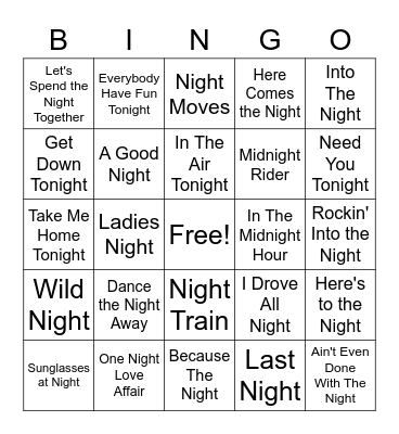 Mental Floss Music Bingo: Night Sounds Bingo Card