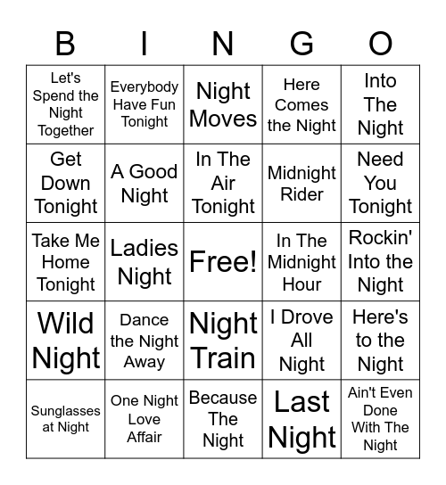 Mental Floss Music Bingo: Night Sounds Bingo Card