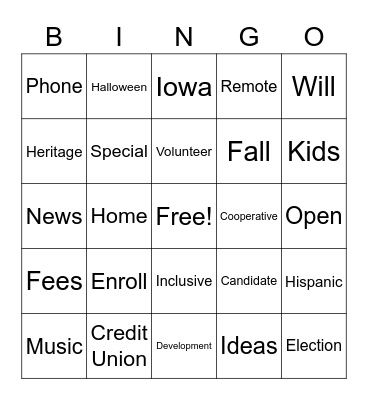 ALL EMPLOYEE CALL BINGO Card