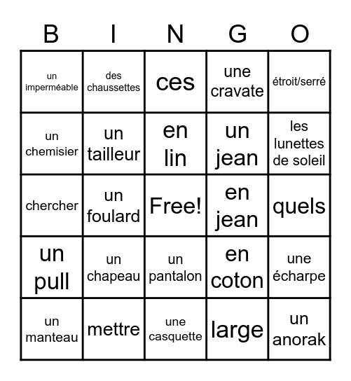 Chapter 7 Part 1 Bingo Card