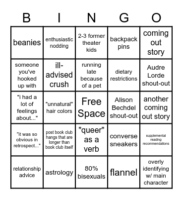 QUEER BOOK CLUB Bingo Card