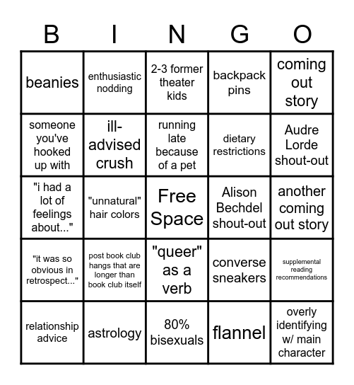 QUEER BOOK CLUB Bingo Card