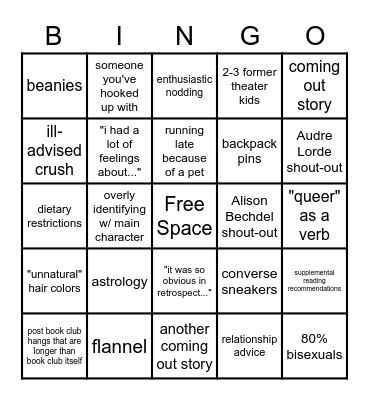 QUEER BOOK CLUB Bingo Card