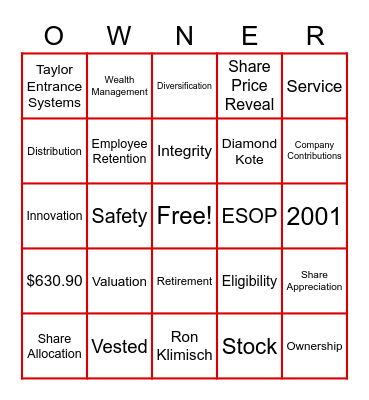 ESOP Bingo Card