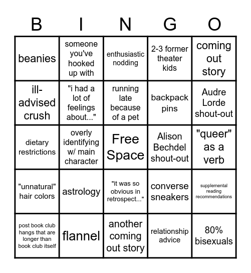 QUEER BOOK CLUB Bingo Card