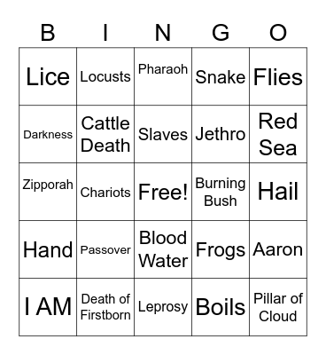 Exodus Bingo Card