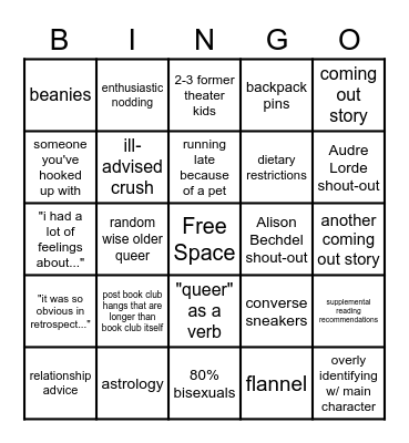 QUEER BOOK CLUB Bingo Card