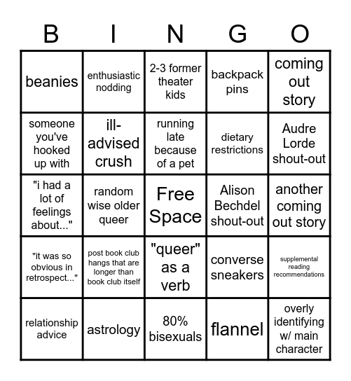 QUEER BOOK CLUB Bingo Card