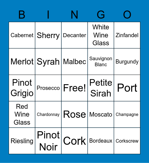 Wine Down Wednesday - Game Night Bingo Card