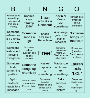 quaranteenie-weenies Bingo Card