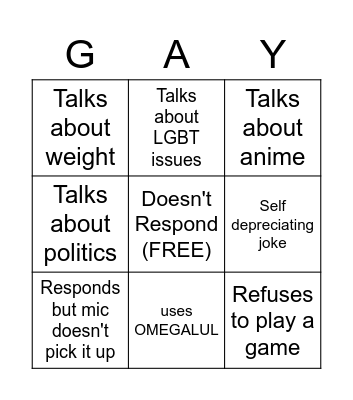 Joe Bongoz Bingo Card