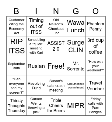 AAS Bingo Card