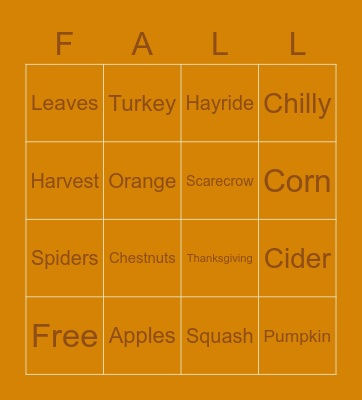 Fall Bingo Card