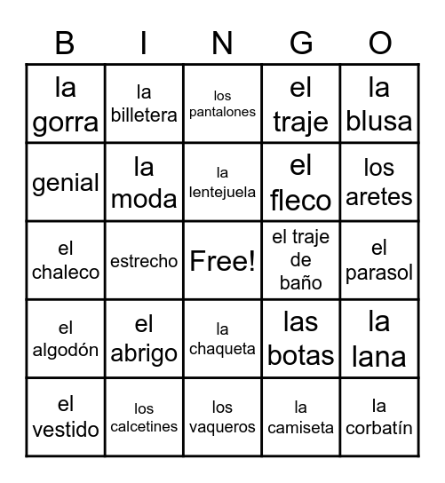 Para Hablar de la Moda Bingo Card