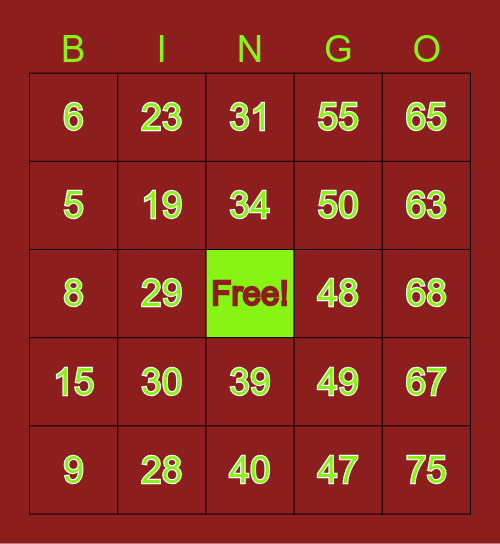 It's BINGO time! Bingo Card