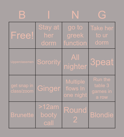 Bag Bingo Card