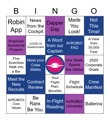 Fly-By Bingo: The Hangar Edition Bingo Card