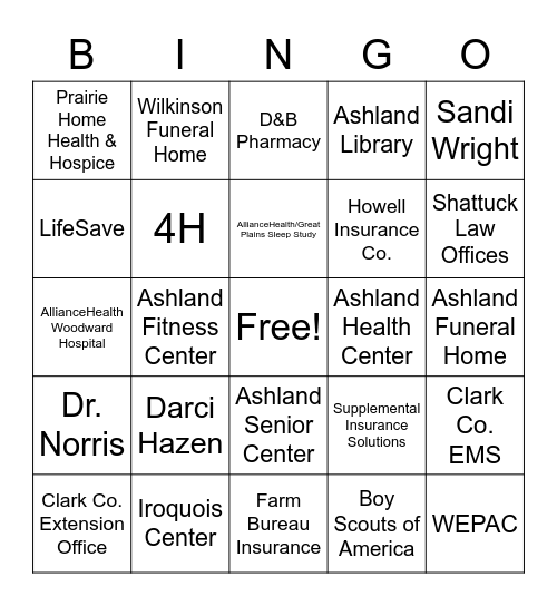 AHC Health Fair Bingo Card