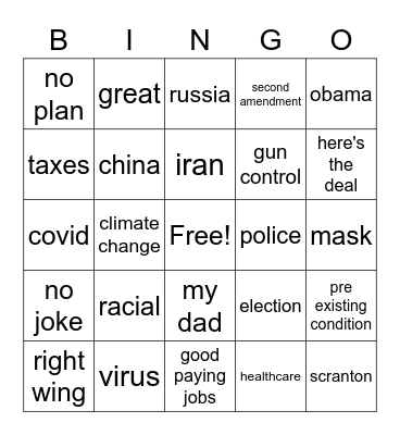 Biden bingo card Bingo Card