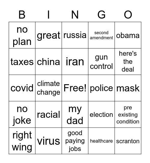 Biden bingo card Bingo Card