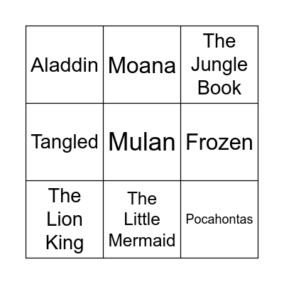 Disney Bingo Card