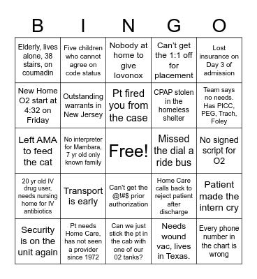 Care Management Week Bingo Card