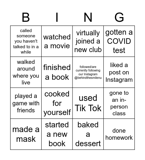 Behind the SMILE Bingo Card