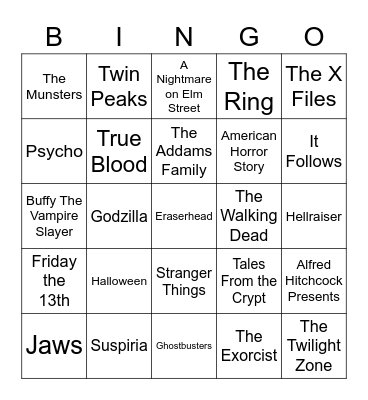 Total-Quiz.com Presents Radio Bingo: Horrorgasm Movie & Television Bingo Card