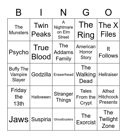 Total-Quiz.com Presents Radio Bingo: Horrorgasm Movie & Television Bingo Card