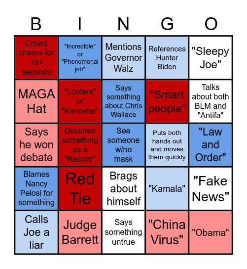 MN Trump Rally Bingo Card
