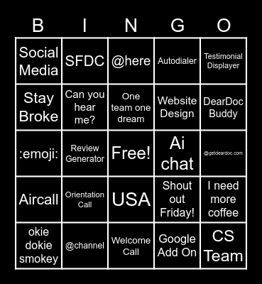 DearDoc Bingo! Bingo Card