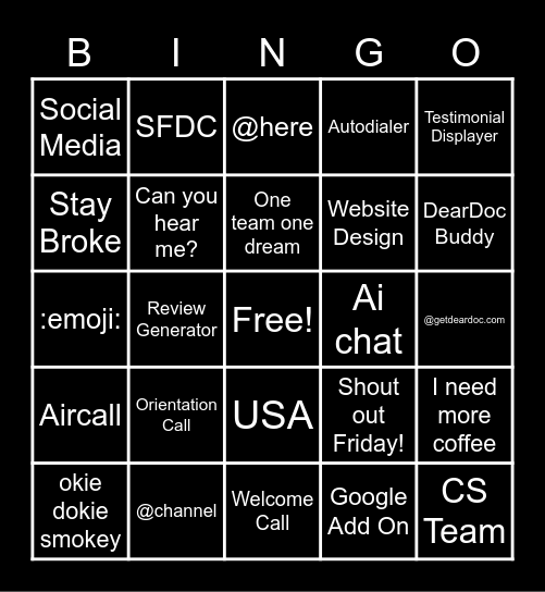 DearDoc Bingo! Bingo Card