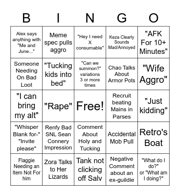 ALMOST HEROES RAID Bingo Card