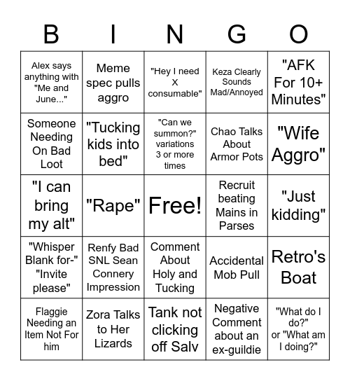 ALMOST HEROES RAID Bingo Card