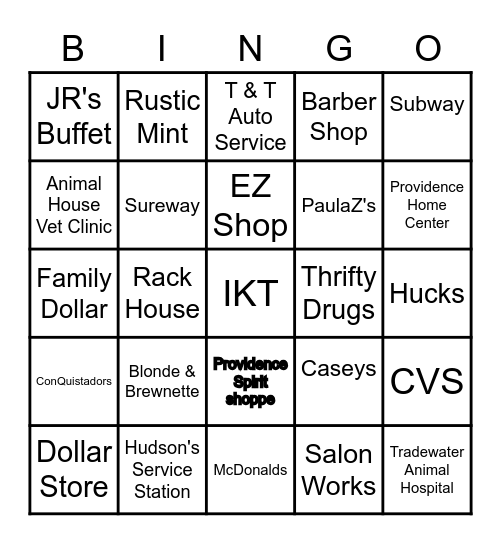 Providence Tourism Business Bingo Card