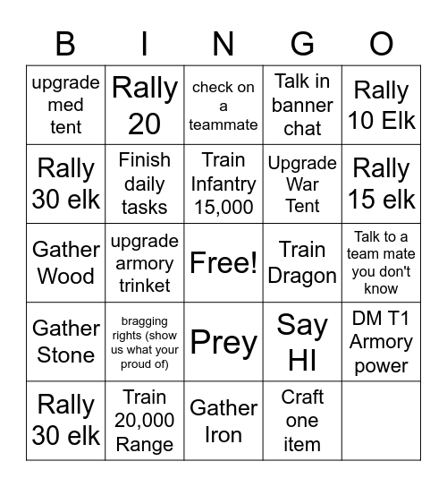 Frost  Bingo Card