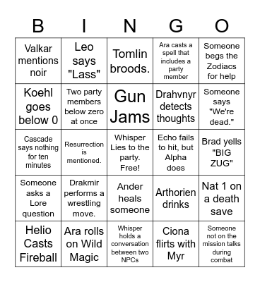 Sisters of Sorrow Bingo Card