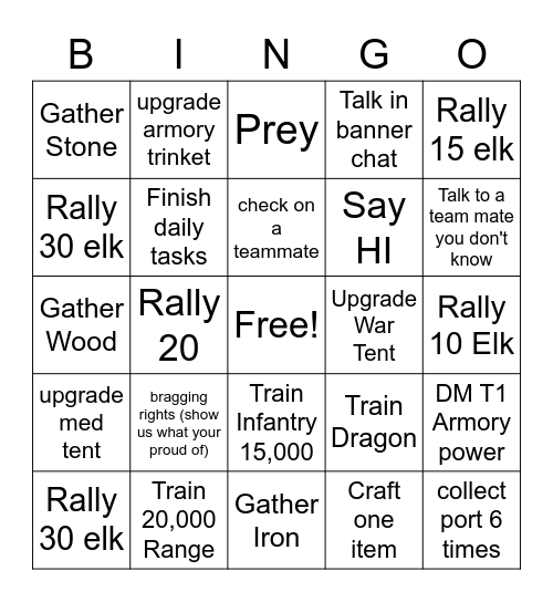 Frost  Bingo Card