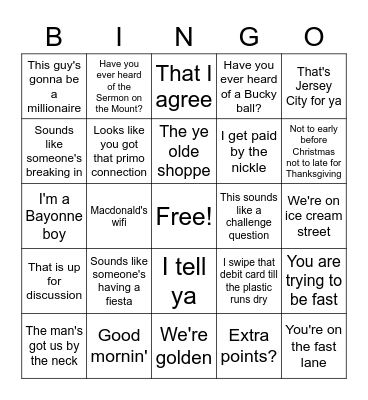 HC Bingo Card