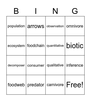 First Quiz Review Bingo Card