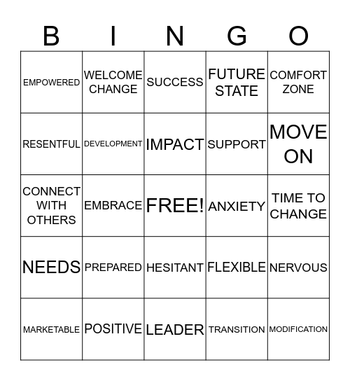 CHANGE Bingo Card