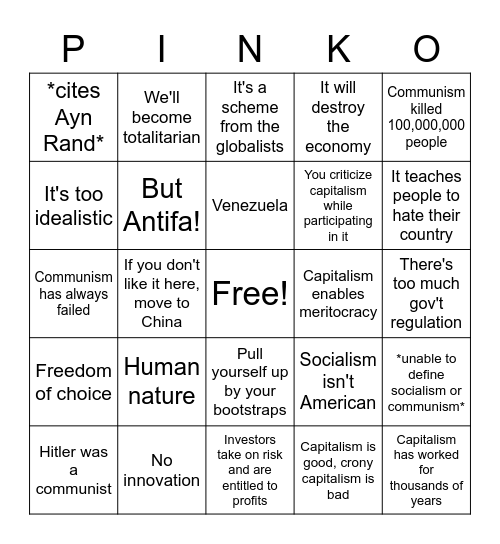 "Why Communism Doesn't Work" Bingo Card