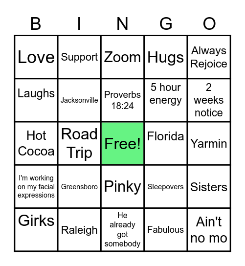 Girk Bingo! Bingo Card