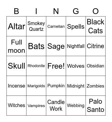 Halloween/Full Moon BIngo Card