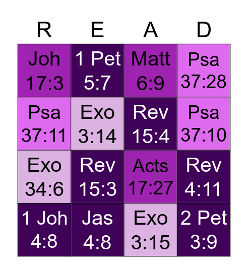 Scriptures About God Bingo Card