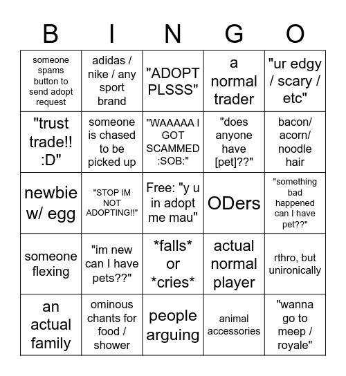 The other adopt me bingo