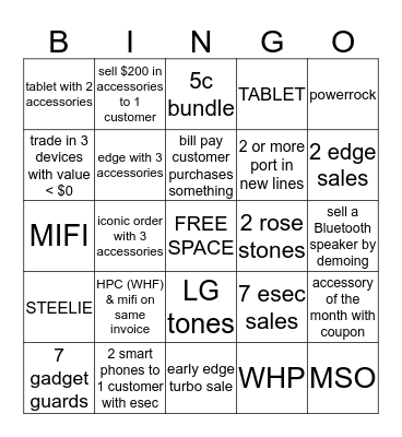 Weekend Madness Bingo Card