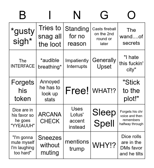 Richard DnD Bingo Card