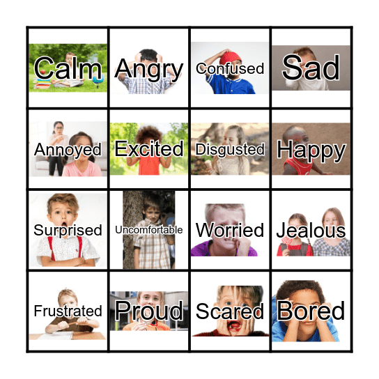 Zones of Regulation Bingo Card